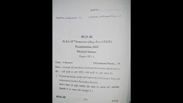 B.ed 2nd  semester exam 2022 physical science paper pc-1 #bu #bed #rahulshukla BGS-46  #2ndsem #pyq