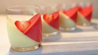 Erdbeer-weiße Schokolade Panna Cotta - Valentinstag Dessert