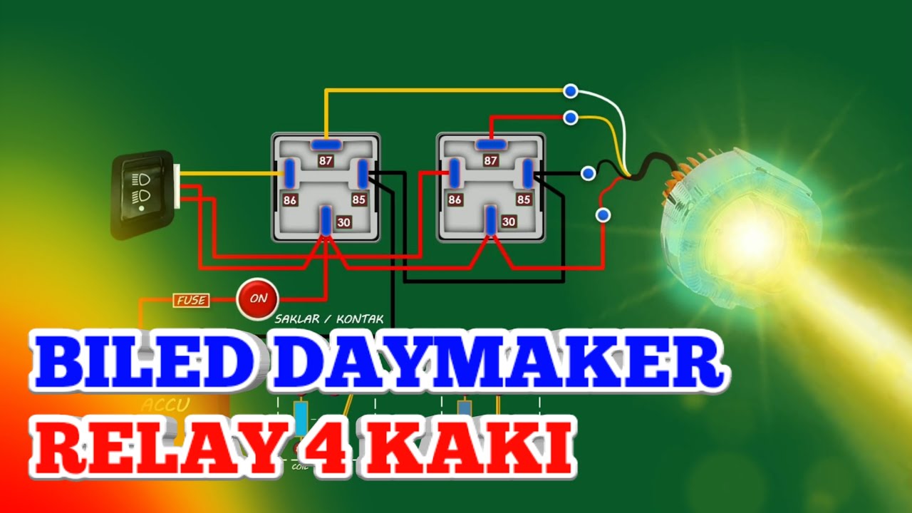 Cara Pasang Lampu Tembak Biled Daymaker | Relay 4 Kaki - YouTube