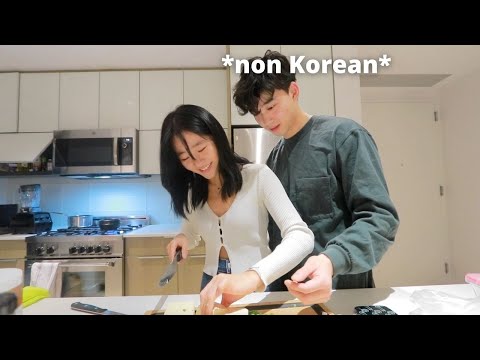 Making a Korean Recipe but I instruct ONLY in Korean to My Friend