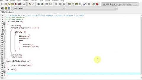 program in C to find the Deficient numbers (integers) between 1 to 100