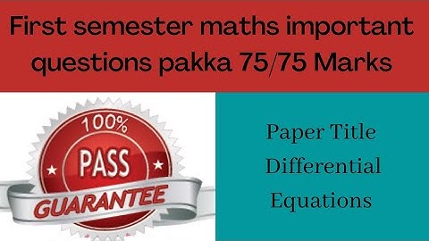 Degree 1st sem maths very important questions *Differential Equations imp questions #bscmaths