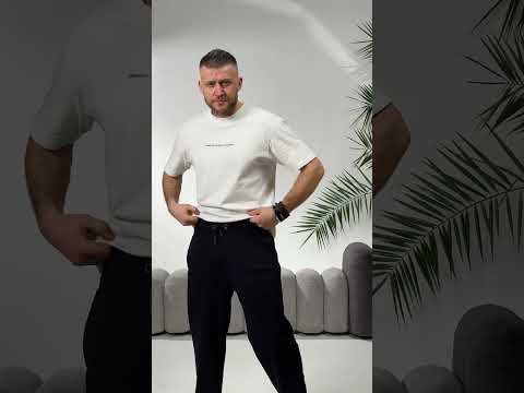 Чоловічі якісні та зручні спортивні весняні однотонні завужені штани з резинками по низу, відео 1
