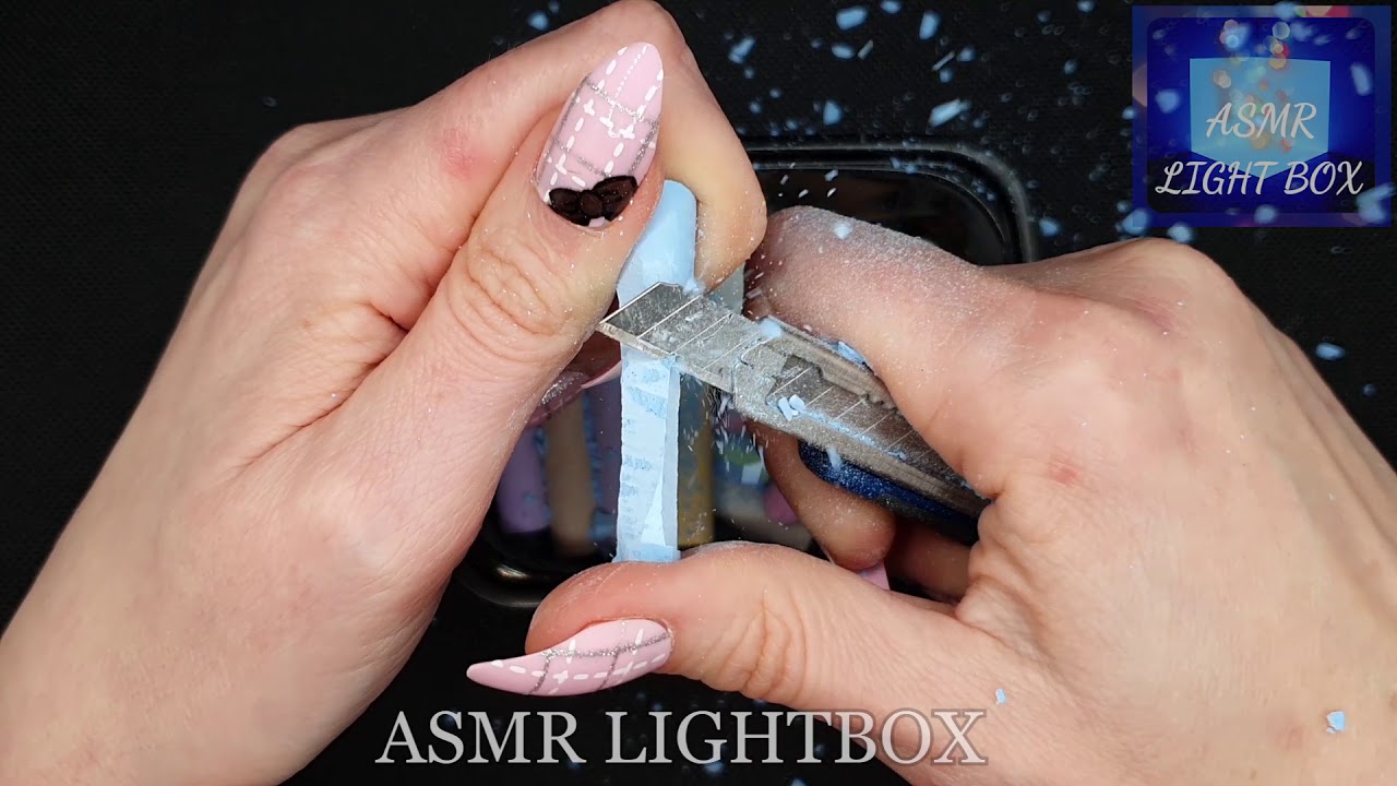 ASMR LIGHTBOX -Relaxing Chalk Carving and Cutting Sounds -NO TALKING- Satisfying Asmr video