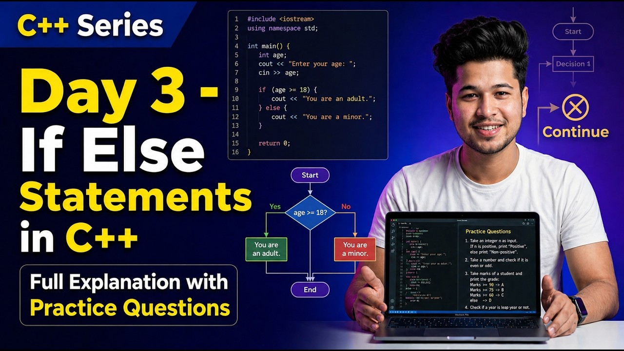 If Else Statements & Operators in C++ with Practice Questions | Day 3 ...