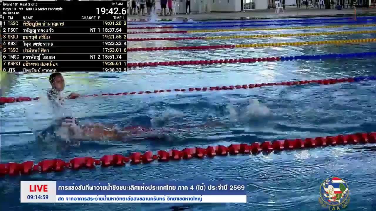 🔴LIVE สด การแข่งขันกีฬาว่ายน้ำชิงชนะเลิศแห่งประเทศไทย ภาค 4 (ใต้) ประจำปี 2569 🏊‍♂️🏆