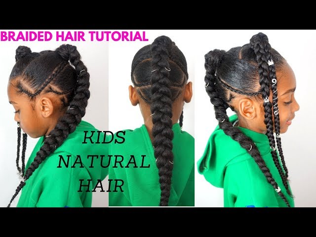 KIDS NATURAL HAIR TUTORIAL / QUICK BRAIDED HAIRSTYLE FOR GIRLS 