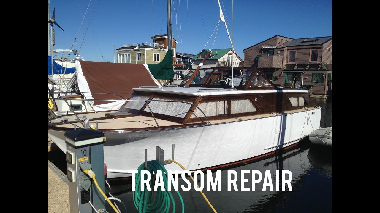 wood transom repair replacement refinishing mahogany yacht