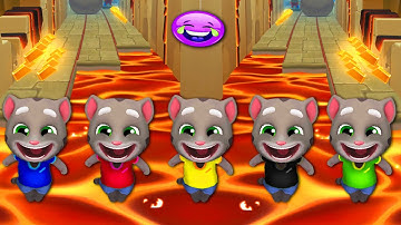 TALKING TOM GOLD RUN - TALKING TOM COLORS REACTION LAVA FALLS/DOWN IN LAVA WORLD FUNNY FAIL