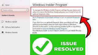 Windows Insider Program not Working | To manage the Windows Insider Program settings
