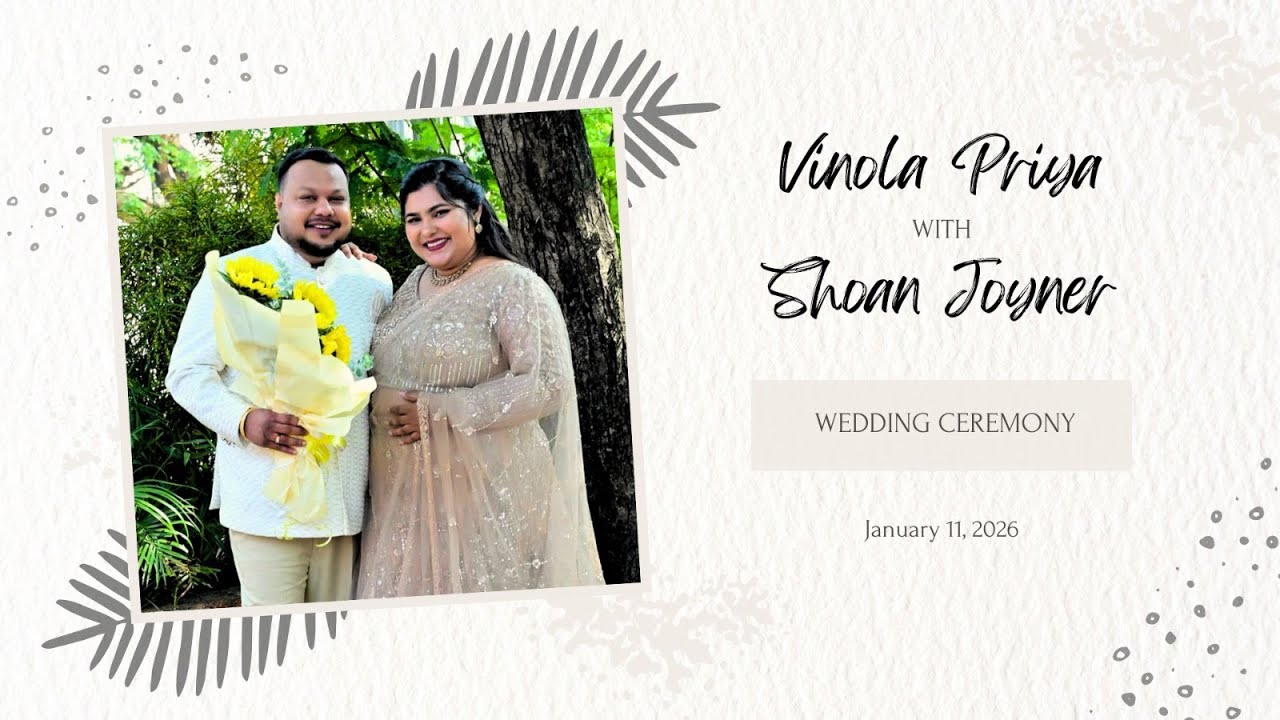 Wedding Celebration | Vinola Priya with Shoan Joyner  | Sunday 11th, January 2026 | LIVESTREAM