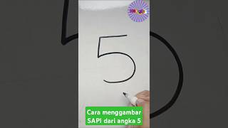 Tutorial cara menggambar sapi dari angka 5 #caramenggambar #tutorialmenggambar #drawingtutorial #fyp