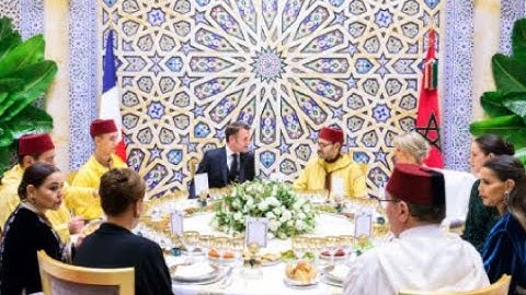 صاحب الجلالة الملك محمد السادس نصره الله يقيم مأدبة عشاء رسمية على شرف الرئيس الفرنسي وحرمه ||2024