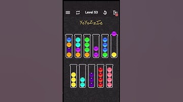 Ball Sort Color Water Puzzle Level 53 Walkthrough 🧪🟠🟣🟢, #shorts