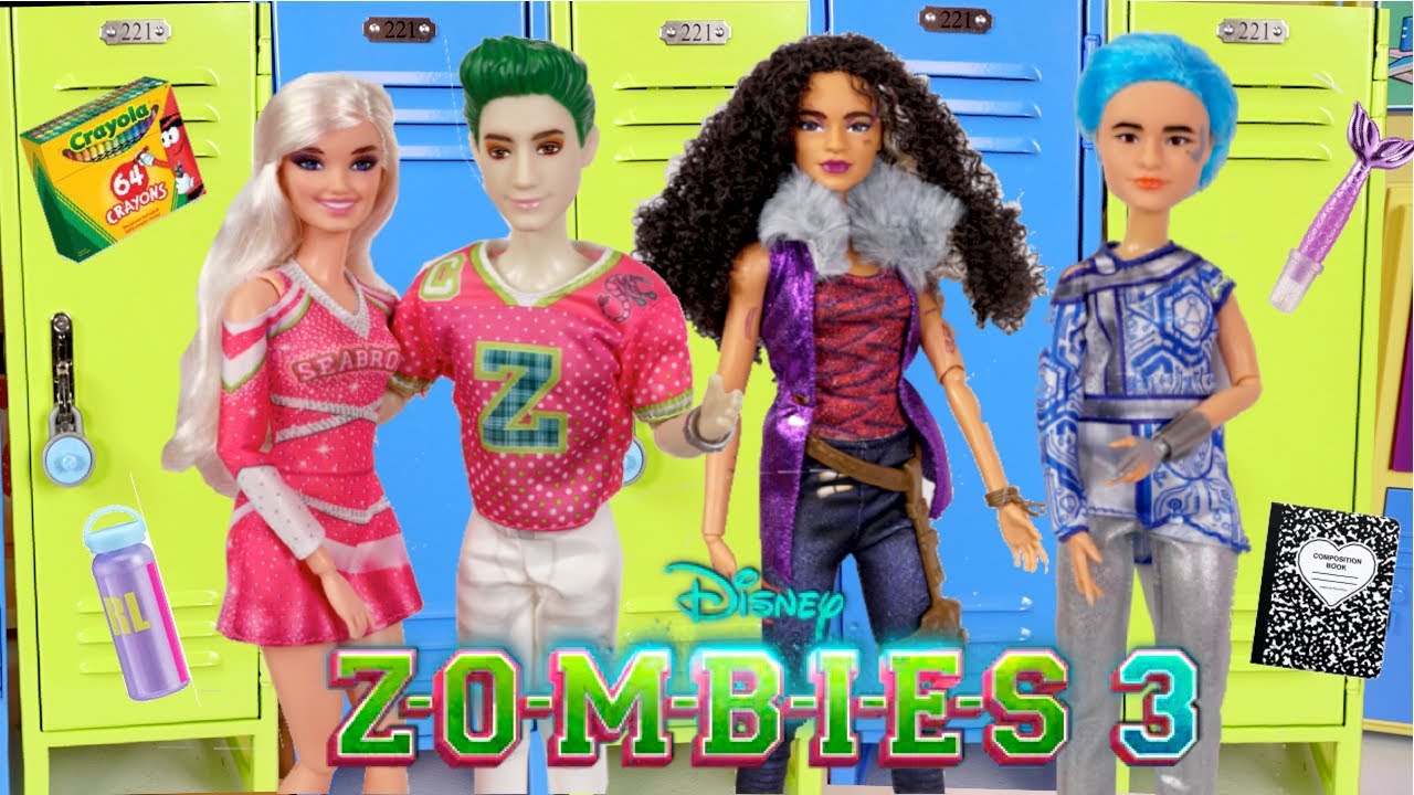 Disney Zombies 3 Back to School Lockers with Miniature School Supplies 