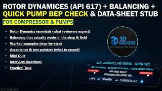 Rotor Dynamics & Balancing – API 617 | Quick Pump BEP Check + Datasheet Guide | 3D DECODE