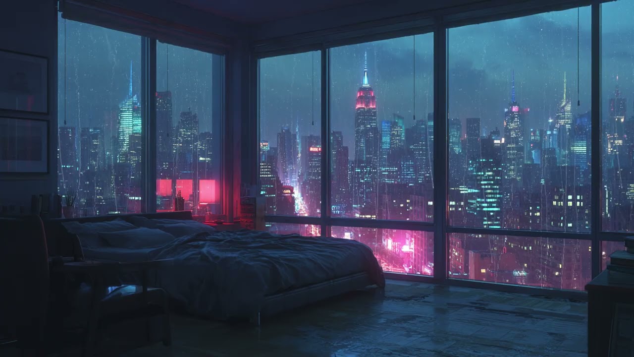 Gentle Rain in New York City at Midnight Cozy Ambience for Sleeping Peaceful Relaxation