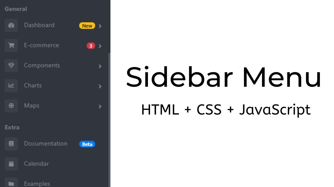 How to easily create sidebar menu using HTML CSS & JavaScript. - YouTube