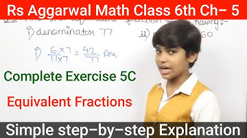 rs aggarwal Solution Class 6 chapter 5 Exercise 5C | fractions basic math glory | fractions