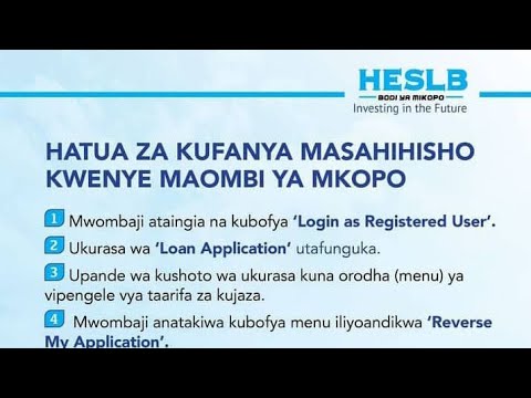 UMEKOSEA KUJAZA TAARIFA ZAKO KWEMYE MAOMBI YA MIKOPO HESLB FANYA HIVI KUREKEBISHA