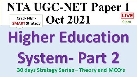 Higher Education - 30 Days Strategy Series to Crack NET- Part 3  - UGC  Paper 1 Oct 2021 Dr Trupti