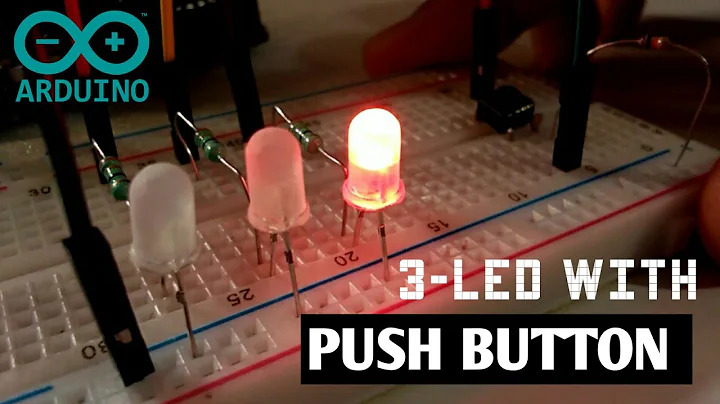 3-LED and push button control with arduino uno