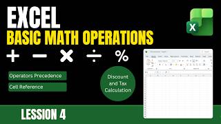 Excel Basic Math Formulas for Beginners | Add, Subtract, Multiply, Divide & % | Lesson 4