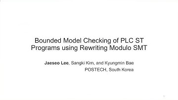 [FTSCS] Bounded Model Checking of PLC ST Programs using Rewriting Modulo SMT