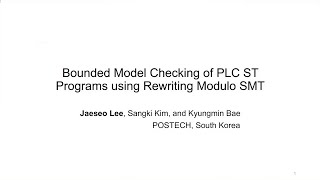 [FTSCS] Bounded Model Checking of PLC ST Programs using Rewriting Modulo SMT