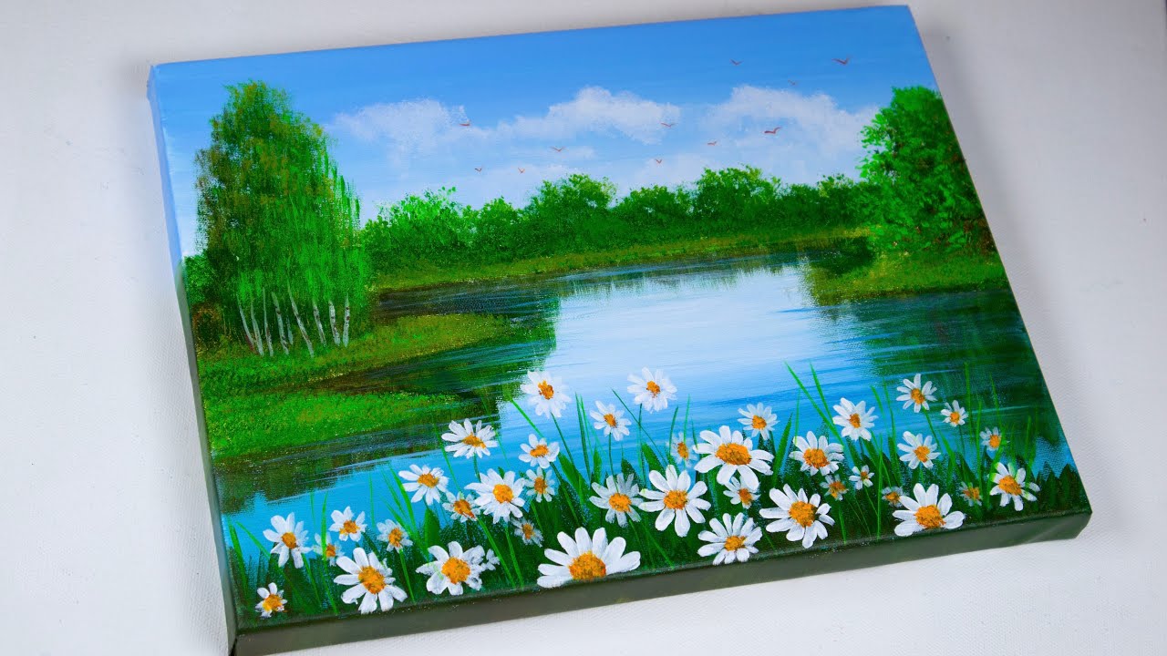 Easy Landscape Painting For Beginners | Acrylic Painting | Spring ...