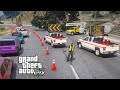 GTA 5 DOT Responding To A Fallen Tree & Directing Highway Traffic With Message Board Trucks