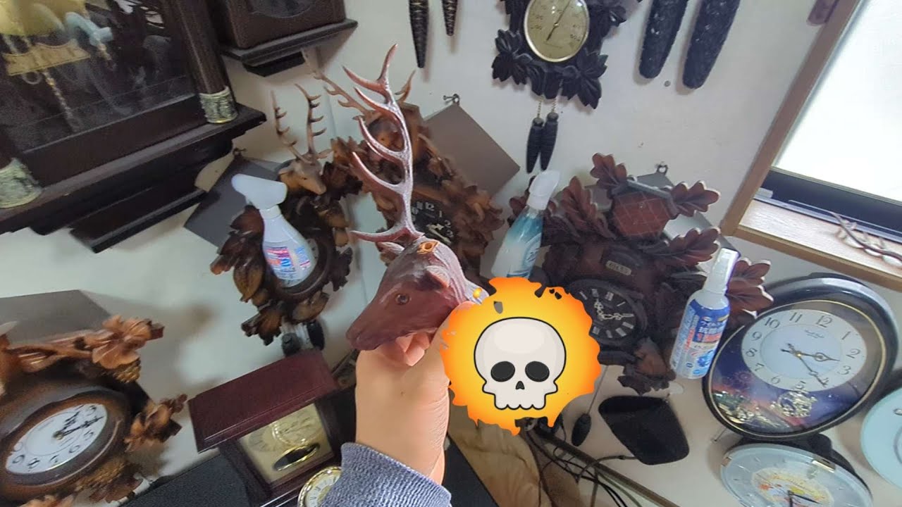 【🚨⚡緊急動画！🚨⚡】🕊️鳩時計の🫎鹿の角を・・・・折ってしまったので・・・😖😣😩😫😵😵‍💫💦💦　　アロンで直しましたぁ～！！😀😃😄😁😆🎉🎊