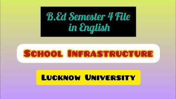School Infrastructure -B.Ed 4th Sem file in English- Lucknow University| Path to Education