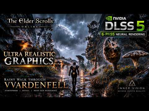 The Elder Scrolls Online DLSS 5 Neural Rendering (6-Pass Test) - Rainy Walk Through Vvardenfell