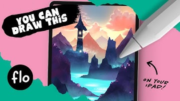 Anyone Can Draw This LANDSCAPE with a TOWER in PROCREATE