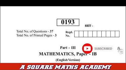 TS Inter 1st year Maths 1B model question paper  May 2022 #inter2ndyearmaths @A SQUARE MATHS ACADEMY