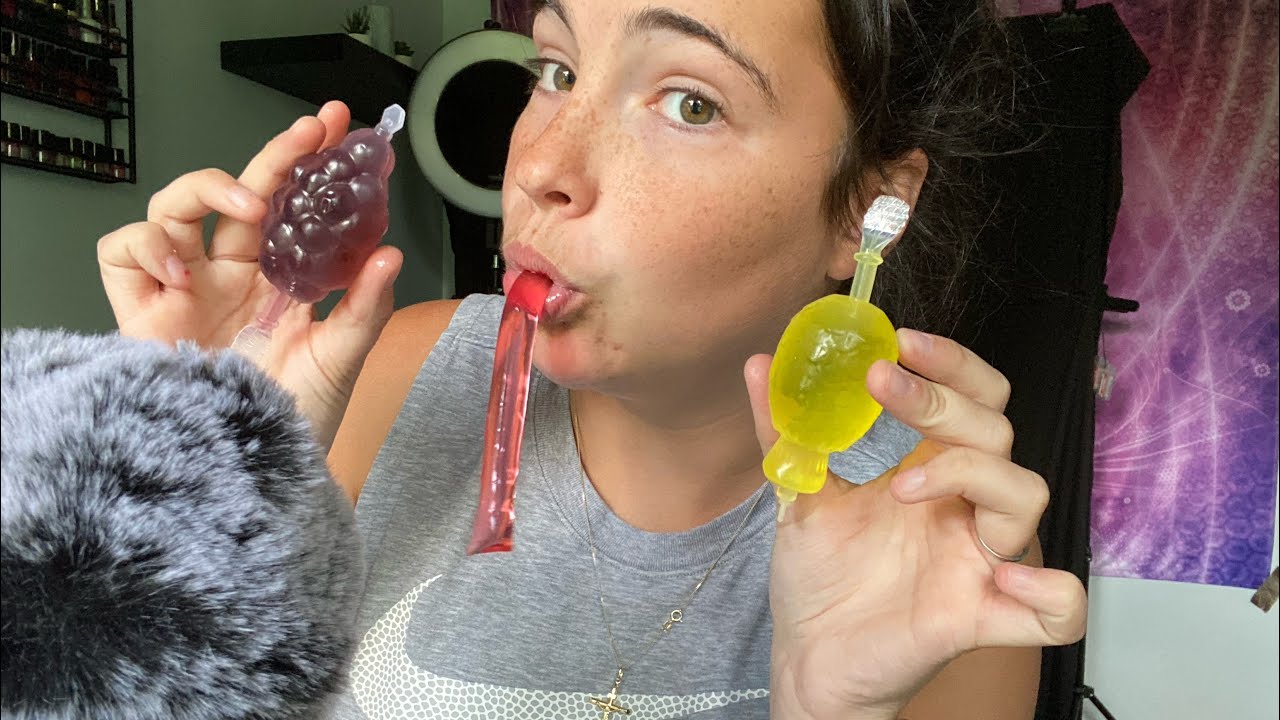 ASMR| TRYING FAMOUS TIK TOK CANDY | JELLY STRAWS POPPING FRUIT - YouTube