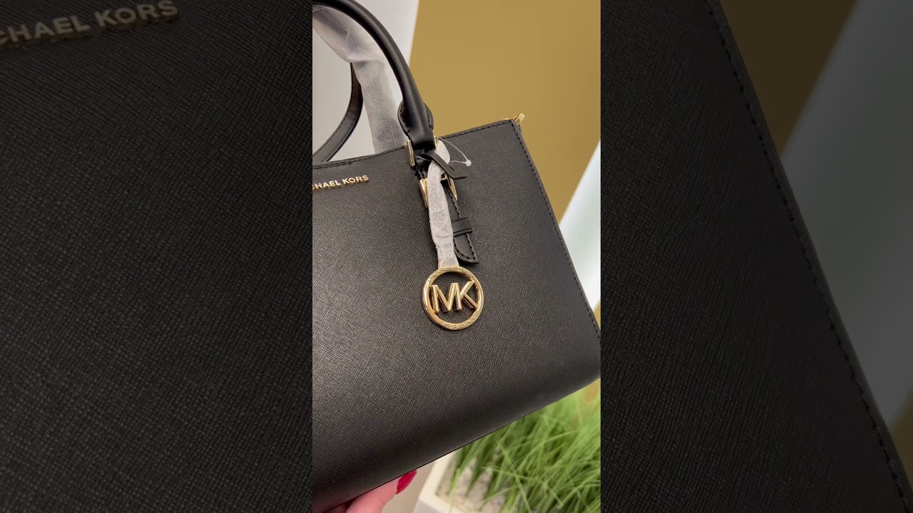 UNBOXING~Michael Kors CAMILLE Small Pebbled Leather Satchel (Black/Gold) 