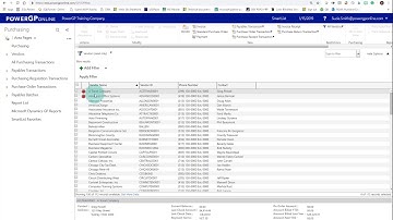 Vendor Navigation List in Microsoft Dynamics