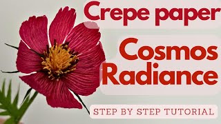 How To Make Cosmos Radiance Crepe Paper Flower | Step By Step Tutorial
