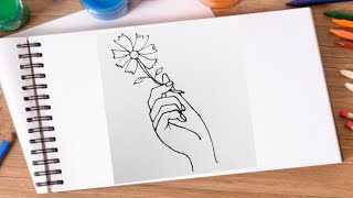 Draw a hand holding rose | رسم يد تمسك وردة