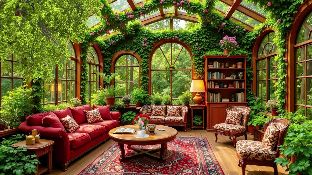 Приятная джазовая музыка ☕ Уютная атмосфера кафе на природе для отдыха и сосредоточения