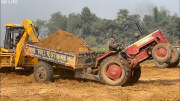 New Jcb 3dx Backhoe Loader Machine Loading Mud In Mahindra 475 Di Tractor | Jcb Tractor | Jcb Video