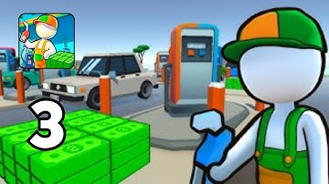 Gas Station: Idle Car Tycoon - Gameplay Walkthrough Part 3 Stickman Idle Gas Station Manager