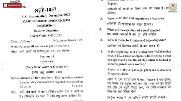 BCOM 1ST SEM COMMERCE BUSINESS STATISTICS NEP DEC 2022 | CCSU
