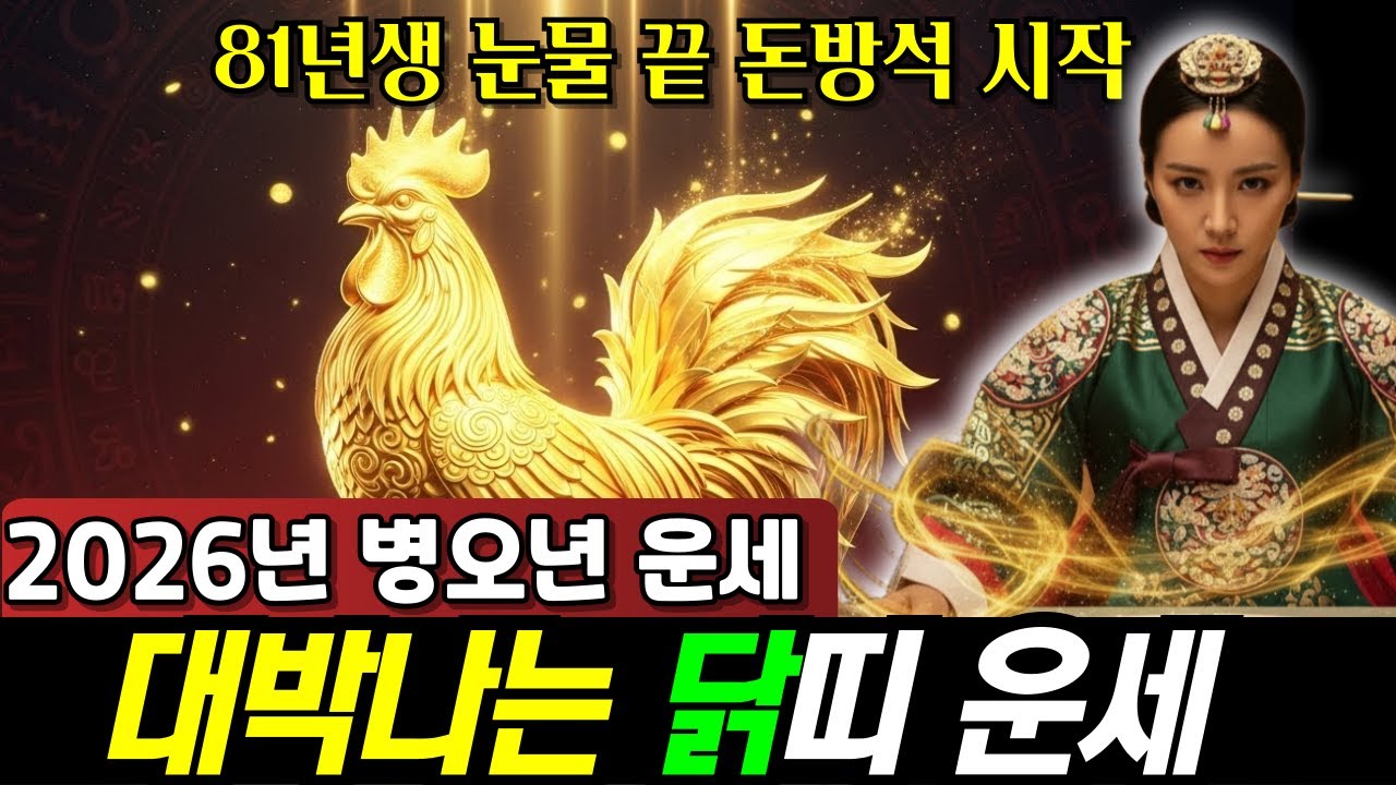 81년생 신유생 닭띠 운세 💰️눈물 끝, 돈방석 시작! 1981년생 45세 닭띠, 2026년 역대급 문서운 터진다.#1981년생 닭띠 운세#81년 닭띠 2026년 운세 #신년운세