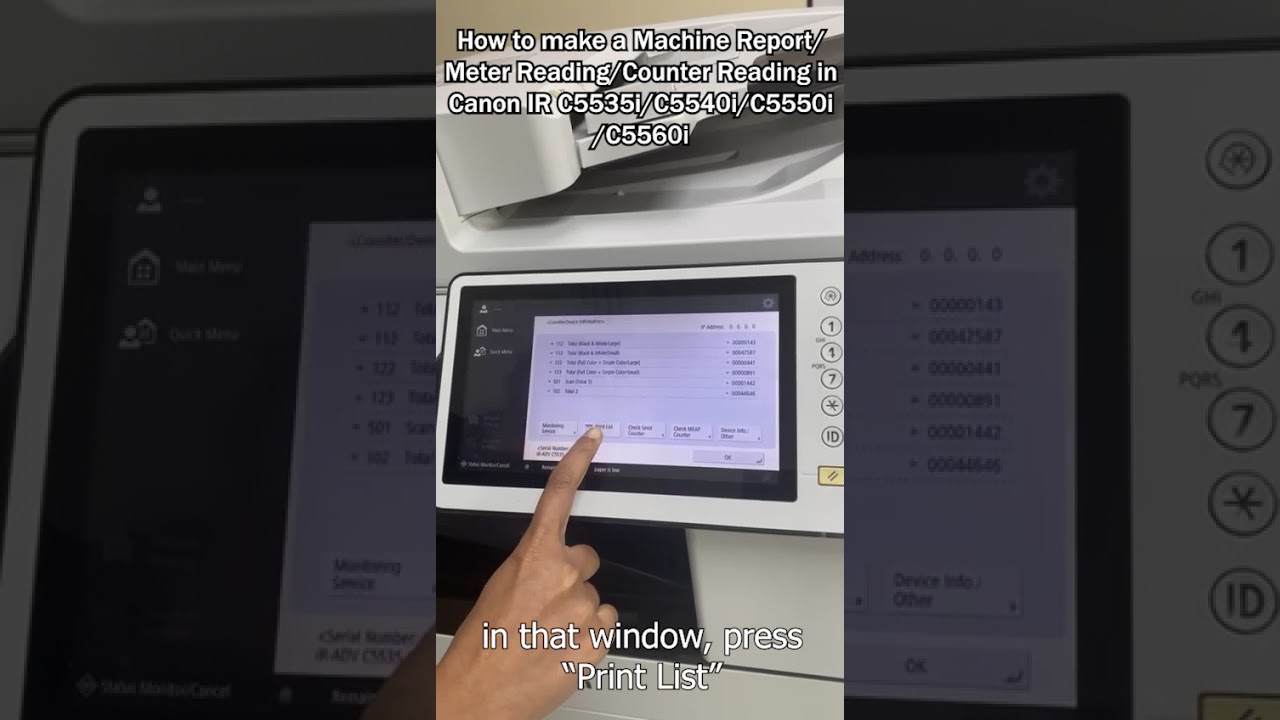 How to Print Counter Reading on Canon C5535i/C5560i/C5540i/C5550i