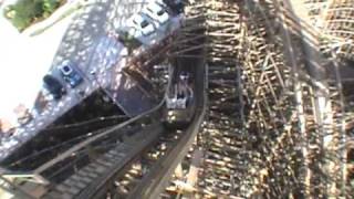 Boardwalk bullet wooden roller coaster pov kemah boardwalk, tx