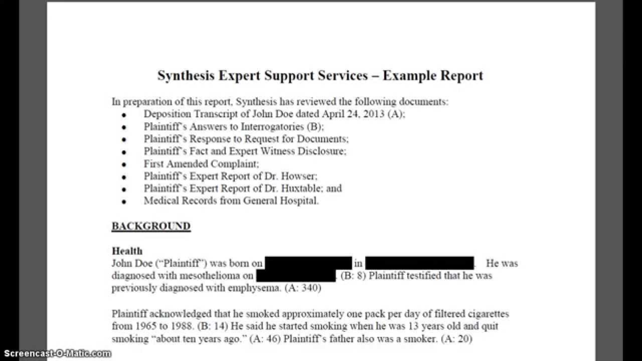 Synthesis Example Report