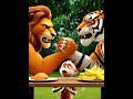 singa & harimau bertengkar 🐯🦁, tapi jangan sentuh pisang ku🙈🍌 #shortsanimation #shorts #singa #tiger